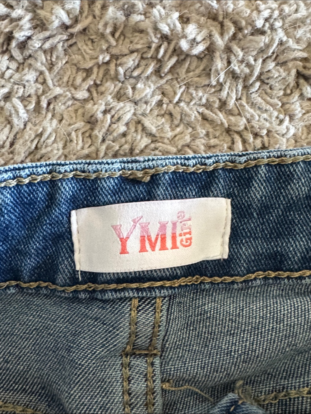 Girls' Distressed Blue Flare Jeans – Classic Denim / E25 - Picture 3 of 4